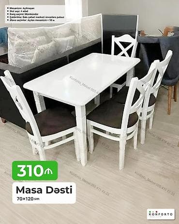 kohnə stul: Məhsul: Masa dəsti - Ölçü: 70 × 120 sm - Komplekt: 1 masa + 4 stul - — 1