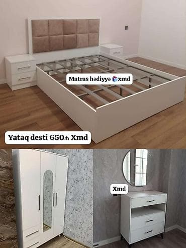 panel radyatrlar: Yataq otağı dəsti - Komplektə daxildir: - Yumşaq parça başlıqlı iki — 1