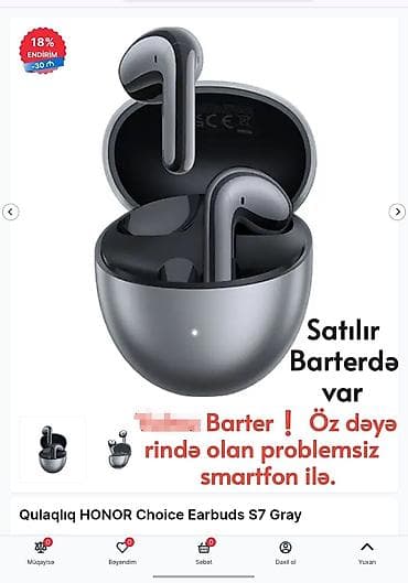orijinal ses mp3: Yeni Simsiz (Bluetooth) Qulaqcıqlar, Honor, rəng - Boz — 1