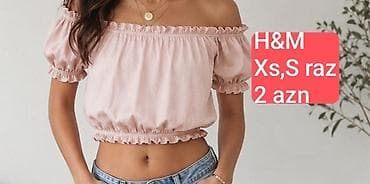 topdan geyim: H&M off-shoulder qısatop - Model: çiyinləri açıq, qısa büzgülü — 1