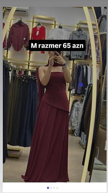 d soft 1000: M ölçü qırmızı-bordo rəngdə uzun geyim. - Model: korset tipli — 1