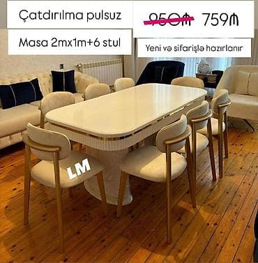 perla stul: Möhtəşəm masa dəstləri (masa + 6stul) Endirim edildi 959 azn yox 759 — 2