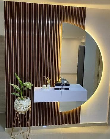 guzgu dekorlari: LED işıqlı dekorativ lamel-divar və güzgü kompozisiyaları - Interyer — 9