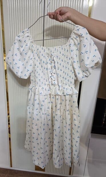 genc qizlar üçün donlar: 1 dəfə geyinilib Məhsul: Qadın paltarı - Rəng: Ağ fon, xırda mavi — 2