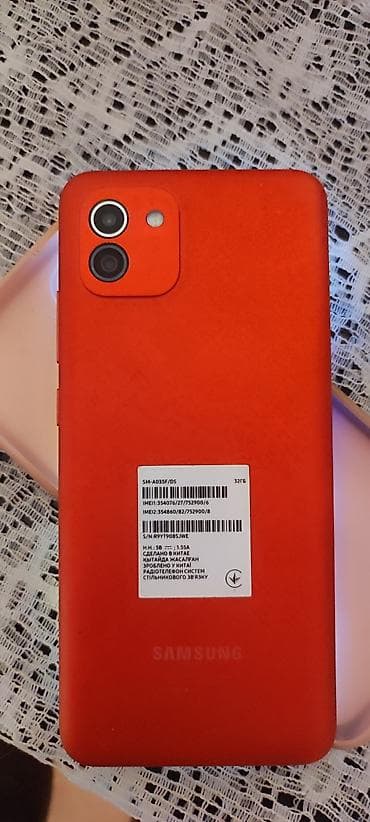 Samsung Galaxy A03, 32 ГБ, цвет - Красный, Сенсорный, Две SIM карты — 3