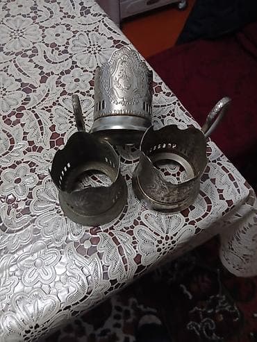 Metall fincanaltılar – 3 ədəd dəst - Material: latun .mnç.(gümüşü