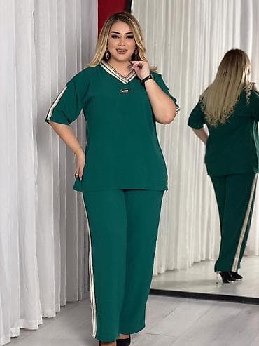 dəst geyimler: Qadın dəsti – rahat gündəlik/trend - İki hissəli komplekt: oversize — 2