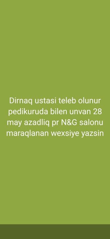работа парикмахер мужской мастер: Manikur ustası. 1-2 illik təcrübə. Faiz — 1
