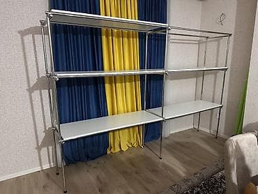 Полочные витрины: Modul tipli metal vitrin/rax sistemləri - Karkas: parlaq xrom örtüklü — 1