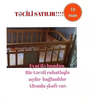 tula: Oğlan və qız üçün, İşlənmiş, Dördbucaq, Beşik, Dəstsiz, Matrassız, Yellənmə mexanizmsiz — 1