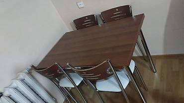 Mətbəx/dining stol və 4 ədəd stul dəsti. - Stol: açılıb-bağlanan