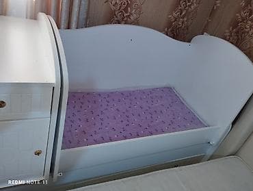 Beşiklər: Ağ rəngdə transformasiya olunan uşaq beşiyi və komod-set - Beşik + — 3