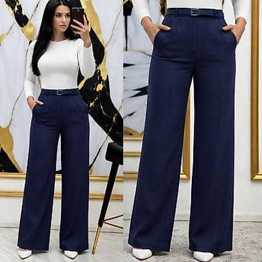 combat şalvar: Qadın Palazzo Şalvar – kəmərli, yüksək belli, düz kəsim — 3