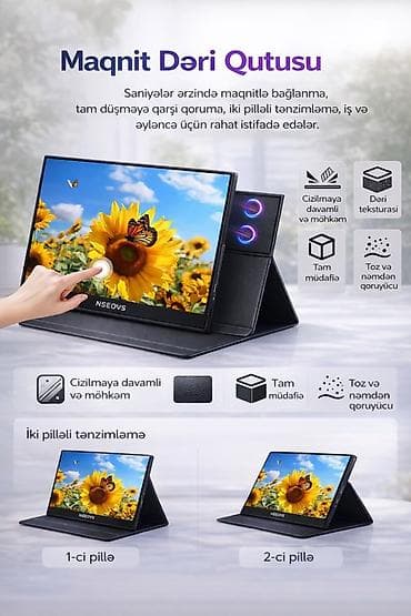 15.6” Portable Monitor – Sensorlu Ekran İş üçün ikinci ekran