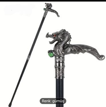 Toy paltarları: Dragon dizaynlı əsa – gümüş rəng - Başlıq: Detallı ejderha fiqurlu — 1