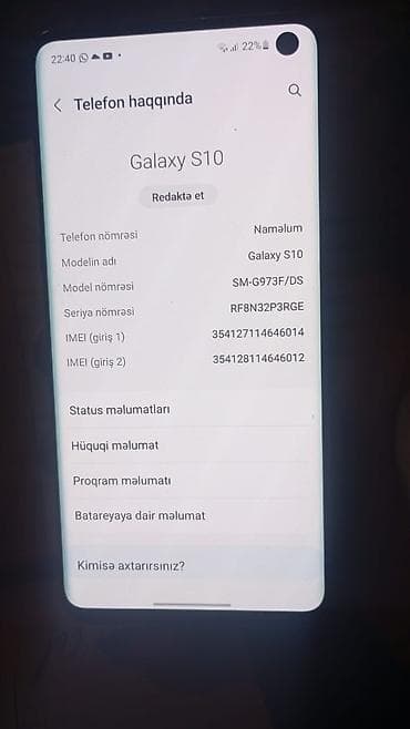 samsung rt35k5440s8: Samsung Galaxy S10, 128 GB, rəng - Qara, İki sim kartlı — 1