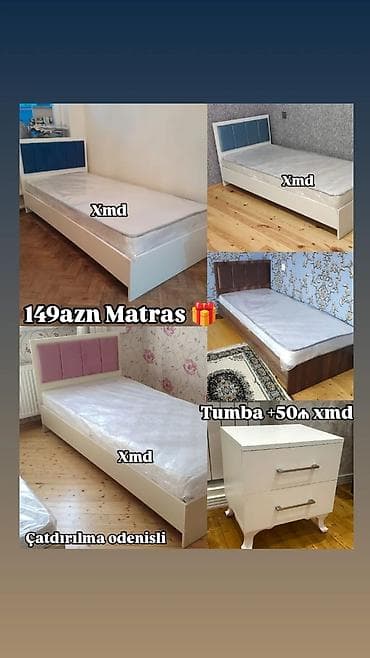 şəkli: Yeni, Təknəfərlik çarpayı, Matras ilə — 1