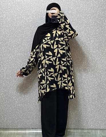 Qadın dəst – uzun tunik və şalvar - Üst geyim: Qara əsas rəng