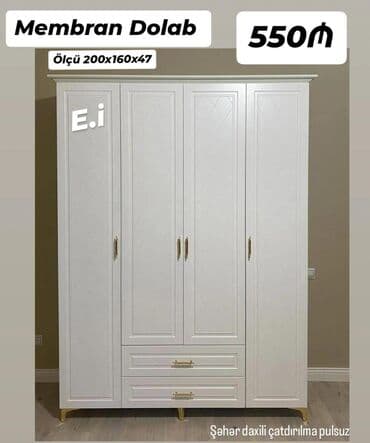 Dolablar: Yeni, Açılan, 4 qapılı Düz dolab, Qarderob, paltar dolabı — 1