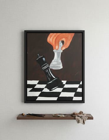 matem sekilleri: Rəsm əsəri – “Şahmat anı” - Texnika: akril boya - Mövzu: şahmat — 3