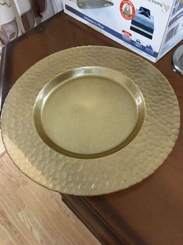 boşqab altlığı: Boşqablar, 1 əd, rəng - Qızılı, Şüşə — 1