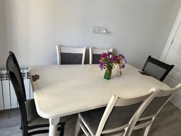 metbex stol stulları qiymetleri: Qonaq otağı üçün, İşlənmiş, Açılan, Dördbucaq masa, 6 stul — 4