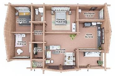 Reklam, çap: Taxta ev layihələri – birmərtəbəli, geniş teraslı Təsvir: - Klassik — 4