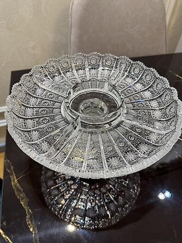 jeleli tortlar: Kəsilmiş kristal çərəzlik üçün ayaqlı boşqab - Material: əl işi — 1