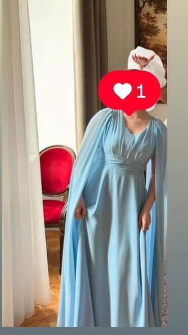 Mavi şifon ziyafət donu ölçü M,L,XLə də gedər 130 manata tikilib 1