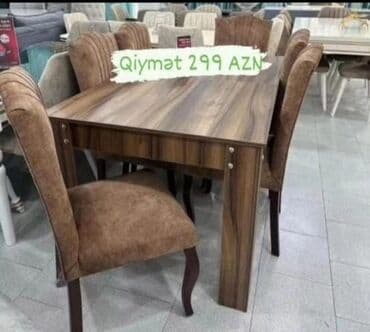 Stullar: Qonaq otağı üçün, Yeni, Açılmayan, Dördbucaq masa, 6 stul — 1