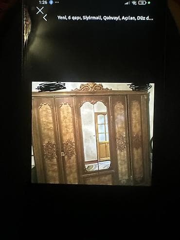 asilqan 65 azn: 6 qapı, Güzgülü, Qəhvəyi, Taxta, Açılan, Düz dolab — 1