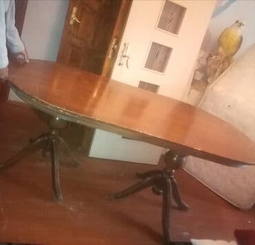 круглый стол на заказ: Qonaq masası, İşlənmiş, Açılmayan, Taxta, Oval masa — 4
