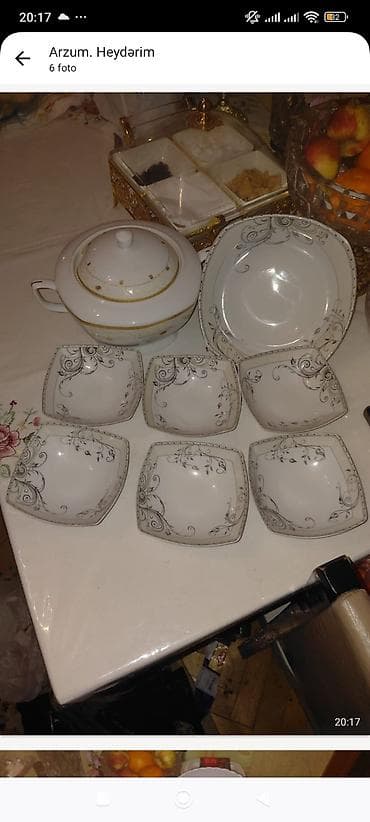 qədimi serviz: Məişət qabları dəsti – şüşə və porselen - 6 edədi 10 Cristalleria — 7