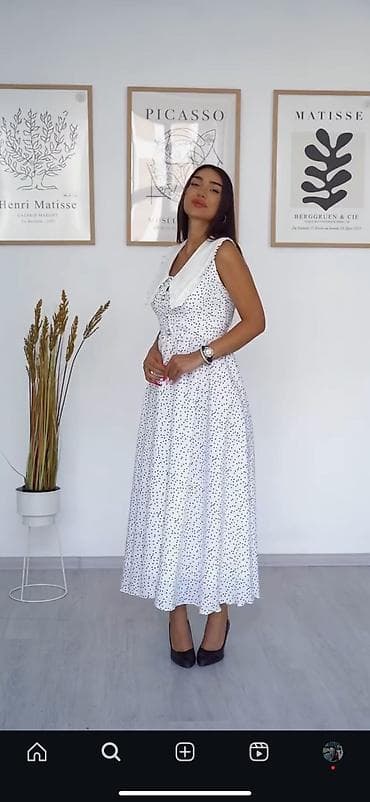 детское платье в горошек: Повседневное платье, Миди, S, M — 4