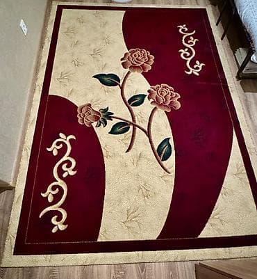 xalça işlenmiş: Yeni Kimidir! Müasir Dizaynlı, Bordo-Berj rəngli, Böyük Ölçülü Xalça — 2