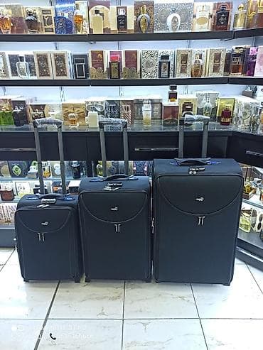 Səyahət çamadan dəsti – 3 ölçü - Rəng: qara - Material: davamlı parça