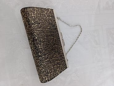 boyuk cantalar: Zərif axşam çantası – qızılı-qara naxışlı - Model: sərt karkaslı — 4