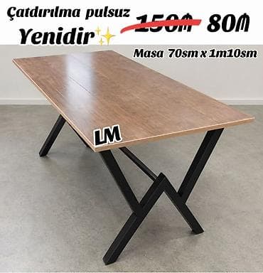 Yeni MASALAR Yeni və sifarişlə Qiymət: 80₼ Masa 1.10x70 — 1