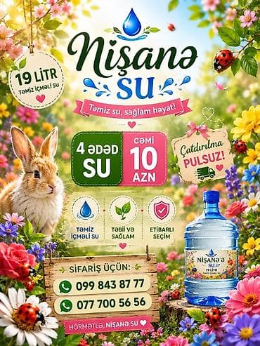 İçkilər: Nişanə Su və Alva Su – 19 litr təmiz, qazsız içməli su bidonları — 3