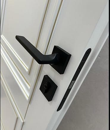 Ağ klassik panelli qapı üçün qara mat dəst: qapı dəstəyi, açarlıq və