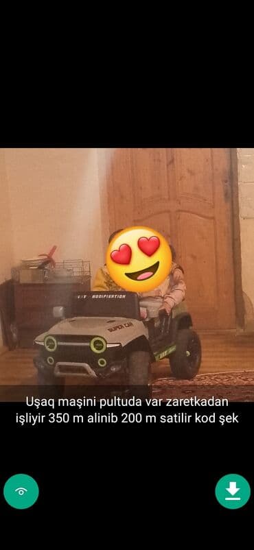 maşın uşaq ucun: Usaq masinlari şekillerde qiymətler məlumatlar qeyd olunub unvan Gence — 12