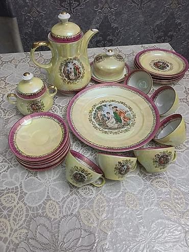 nabor acarlar: Çay dəsti, rəng - Sarı, Farfor, 6 nəfərlik — 1