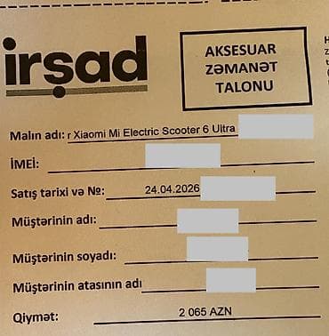 Elektrik nəqliyyatı: ✅-Xiaomi Mi Scooter 6 Ultra (Mağazadan Seçilmir! 1 Ayın Məhsulu / — 6