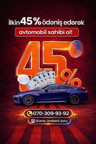 Xidmət: Avtomobil əldə etmə imkanı - İlk 45% ödəniş etməklə avtomobil lalafo.az -da Xidmət: Avtomobil əldə etmə imkanı - İlk 45% ödəniş etməklə avtomobil