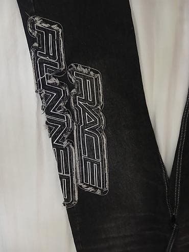 tulum cins: Bershka cins şalvar 34 razmer ölçü - Rəng: qara, yüngül solğun — 2