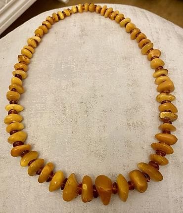 Əsilli kəhrəba boyunbağı Tabii Kral Sarı Sarı Kahraba Boncuklar vintag