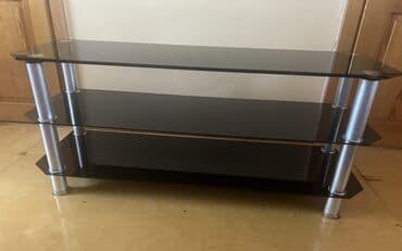 подставка: Düz TV altlığı, Polkalı, Şüşəli — 4