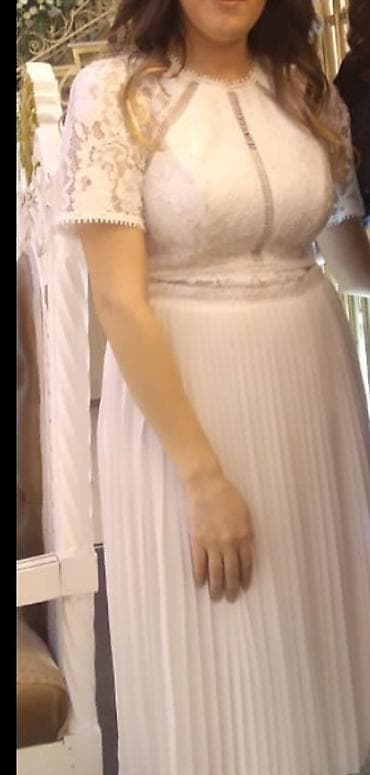 ağ ətəklər: Ağ rəngli ziyafət/libas geyimi - Üst hissə: zərif gipurlu material — 1