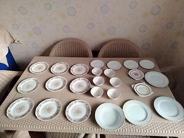 Qab-qacaq və mətbəx ləvazimatları: Nahar dəsti, rəng - Ağ, Farfor, 25 nəfərlik — 1