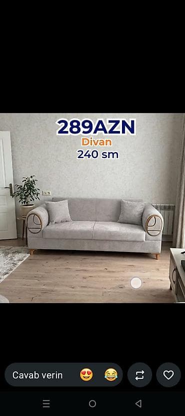 iki: Divan – 240 sm - Rəng: açıq boz - Ümumi ölçü: 240 sm en - Dizayn — 1